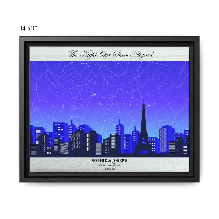 Custom Blue Paris Cityscape Star Map - ARTFULANE