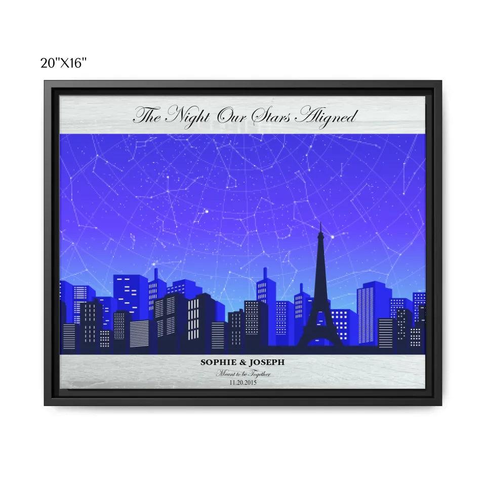 Custom Blue Paris Cityscape Star Map - ARTFULANE