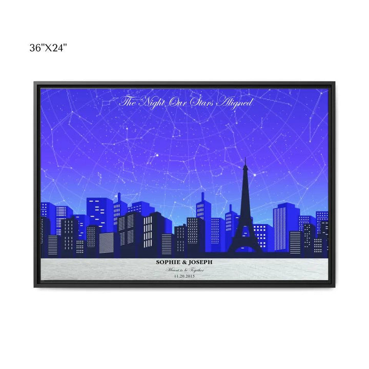 Custom Blue Paris Cityscape Star Map - ARTFULANE