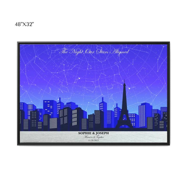 Custom Blue Paris Cityscape Star Map - ARTFULANE