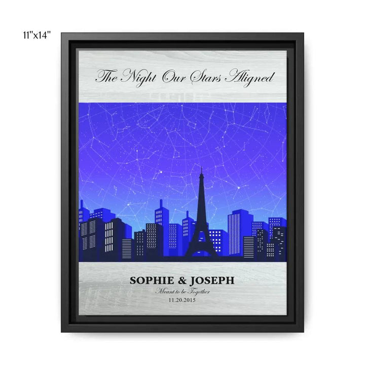 Custom Blue Paris Cityscape Star Map - ARTFULANE