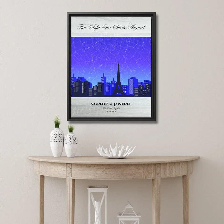 Custom Blue Paris Cityscape Star Map - ARTFULANE