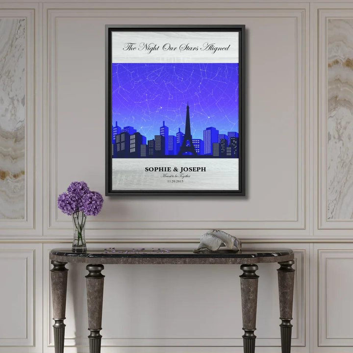 Custom Blue Paris Cityscape Star Map - ARTFULANE