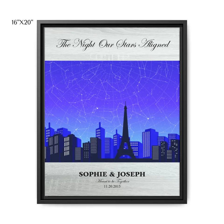 Custom Blue Paris Cityscape Star Map - ARTFULANE