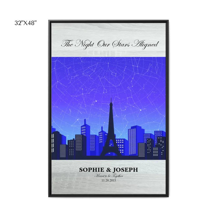 Custom Blue Paris Cityscape Star Map - ARTFULANE