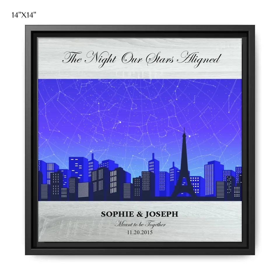 Custom Blue Paris Cityscape Star Map - ARTFULANE