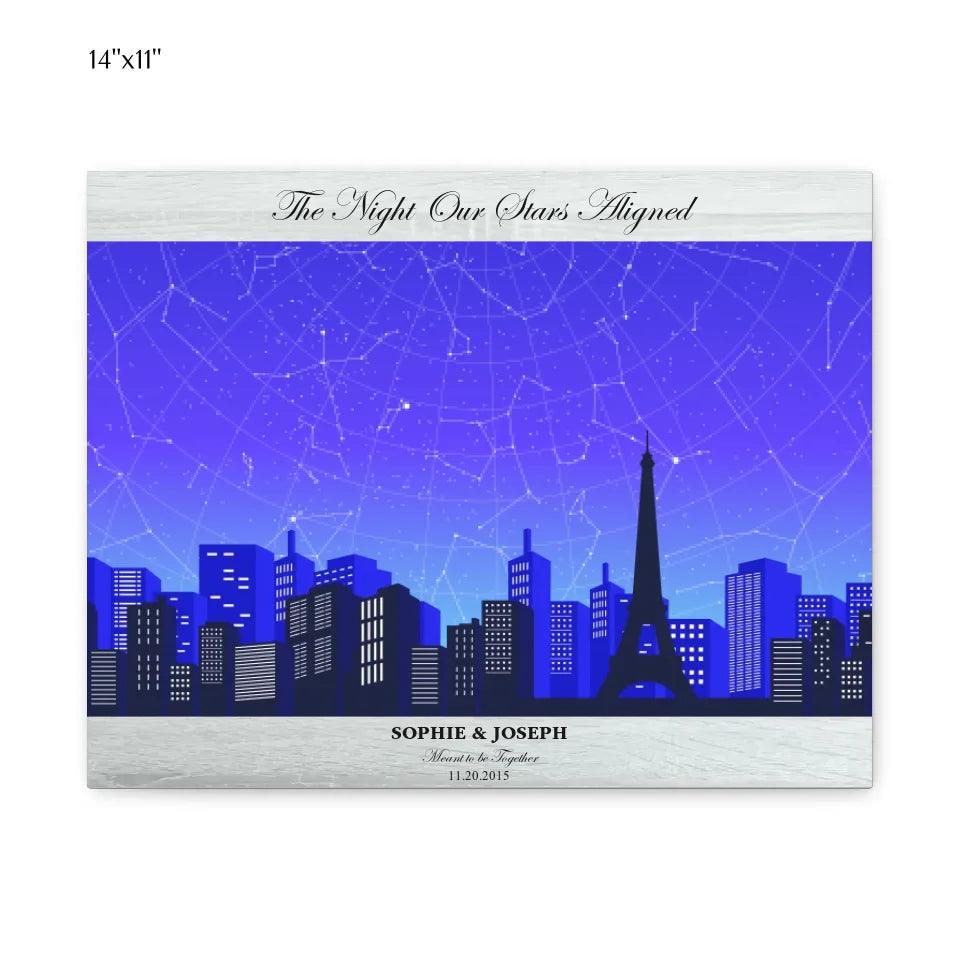 Custom Blue Paris Cityscape Star Map - ARTFULANE