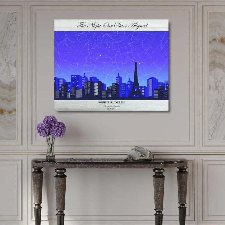 Custom Blue Paris Cityscape Star Map - ARTFULANE