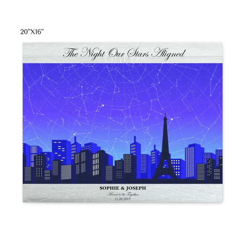 Custom Blue Paris Cityscape Star Map - ARTFULANE