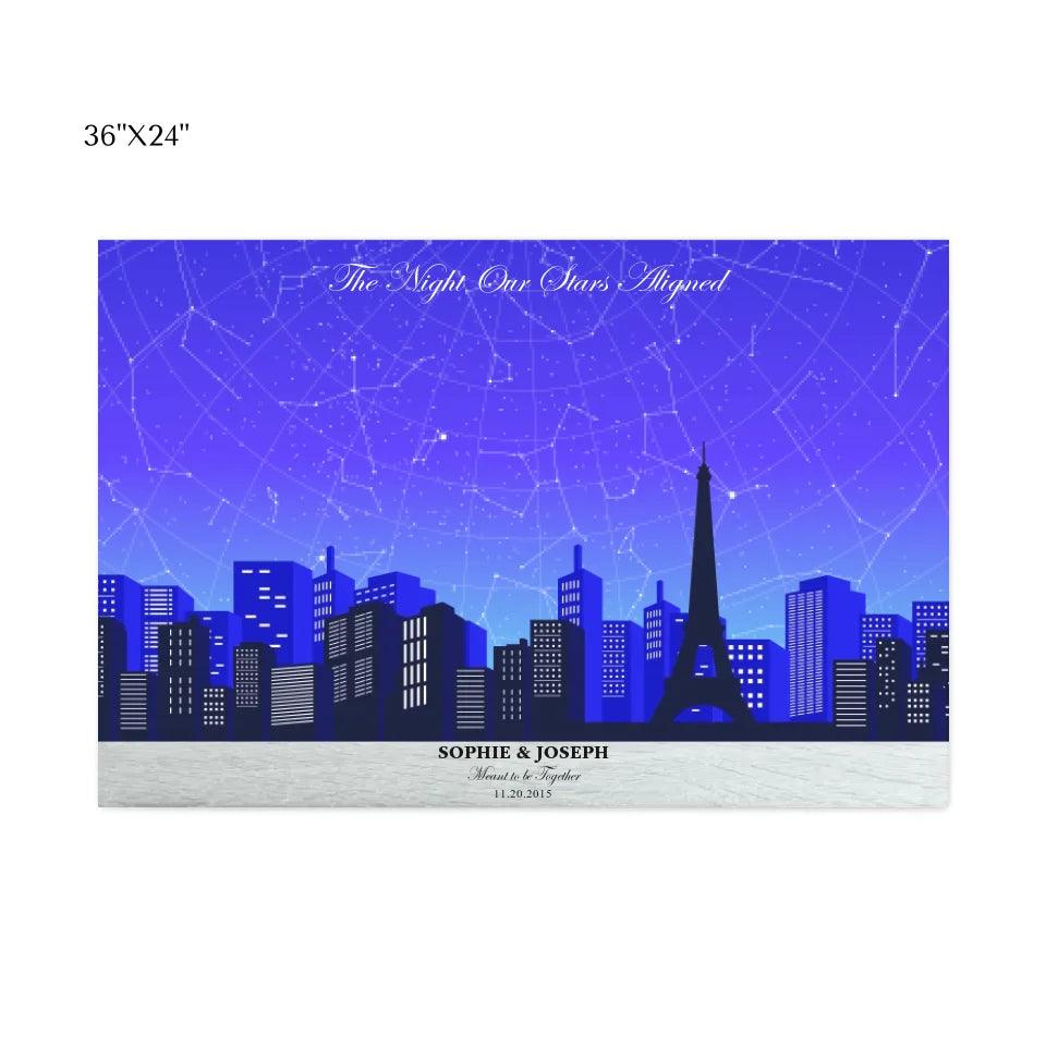 Custom Blue Paris Cityscape Star Map - ARTFULANE