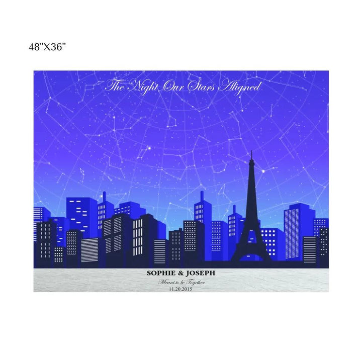 Custom Blue Paris Cityscape Star Map - ARTFULANE