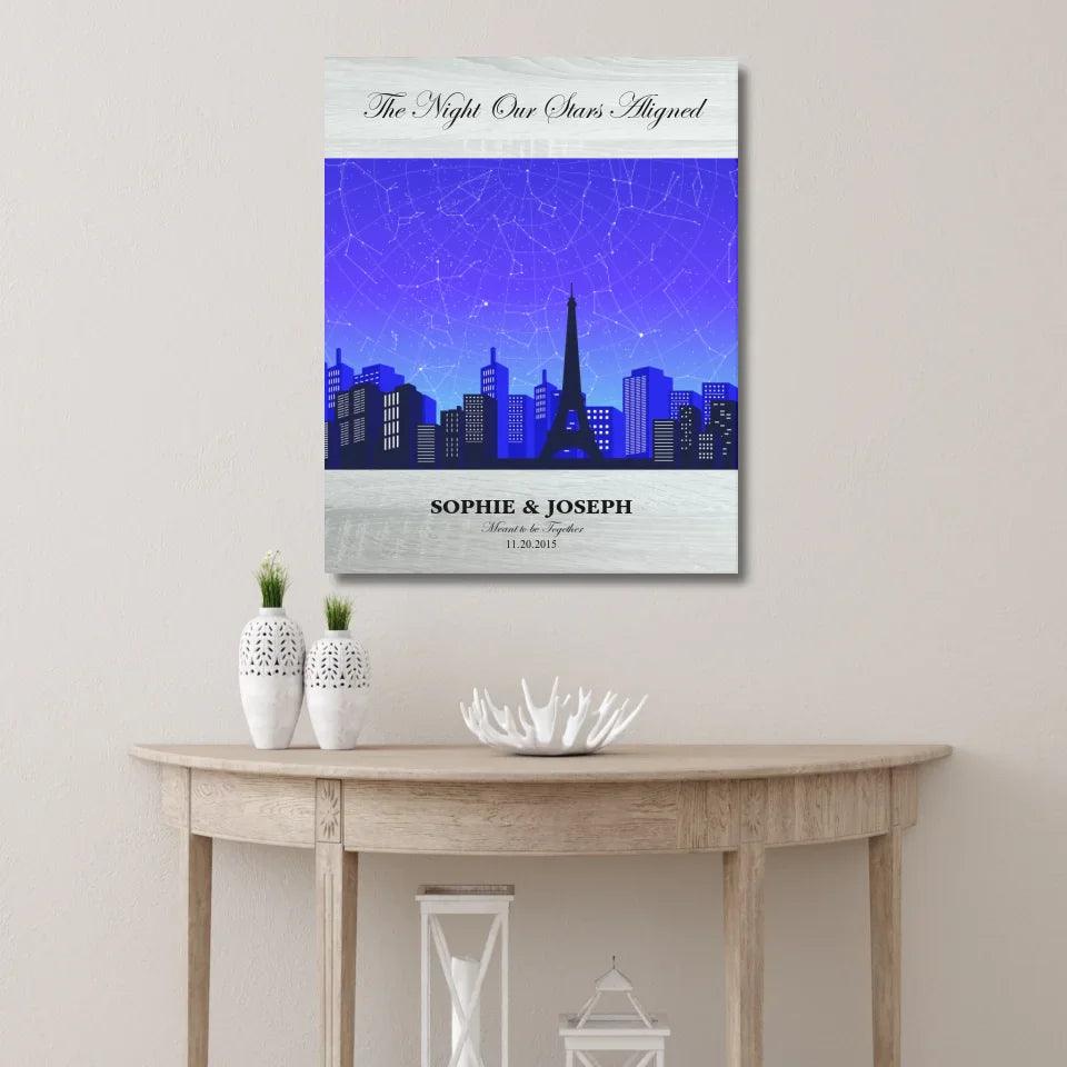 Custom Blue Paris Cityscape Star Map - ARTFULANE