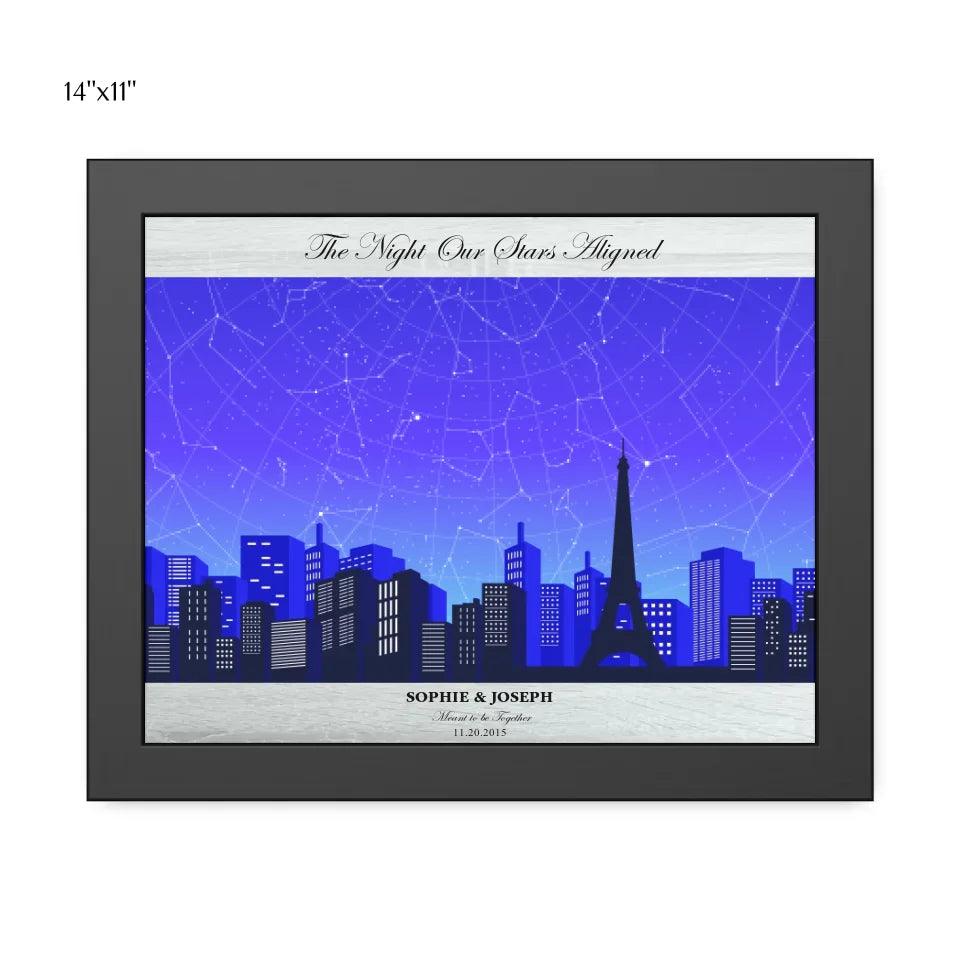 Custom Blue Paris Cityscape Star Map - ARTFULANE