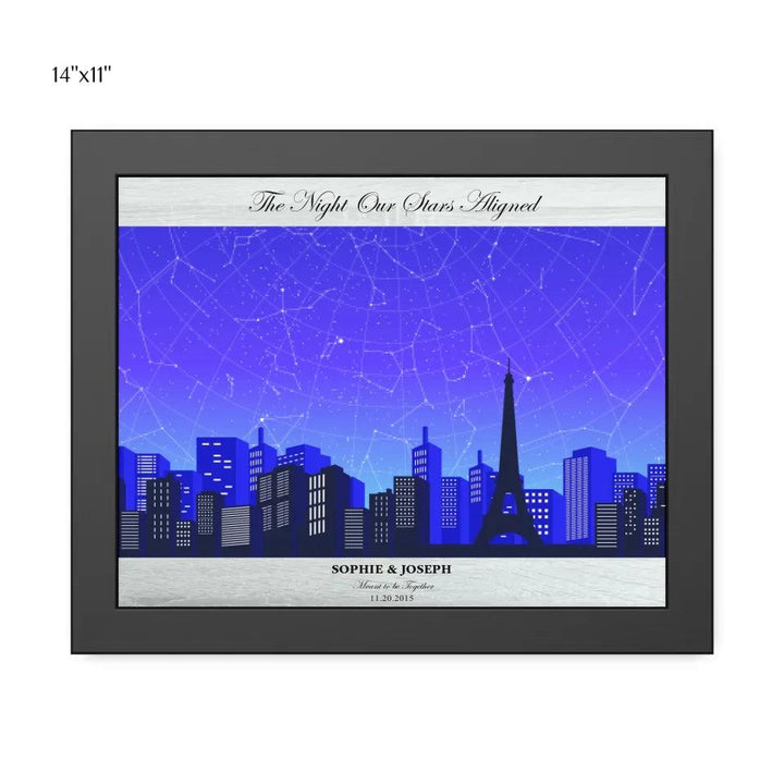 Custom Blue Paris Cityscape Star Map - ARTFULANE