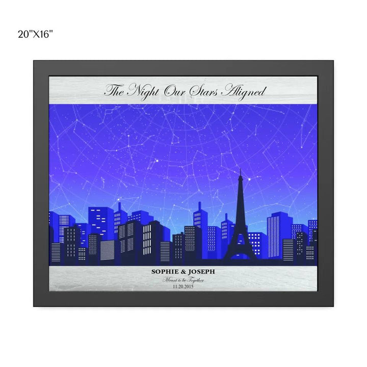 Custom Blue Paris Cityscape Star Map - ARTFULANE