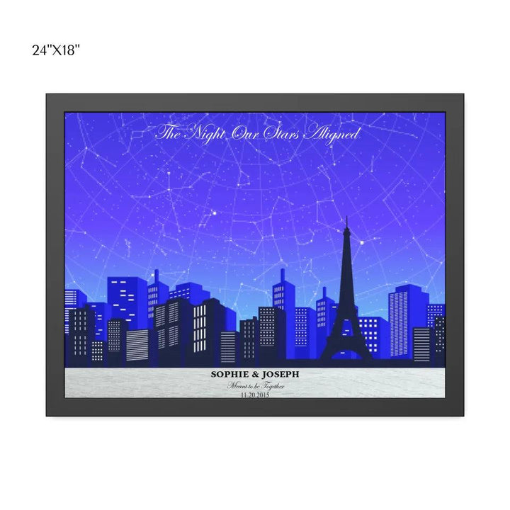 Custom Blue Paris Cityscape Star Map - ARTFULANE