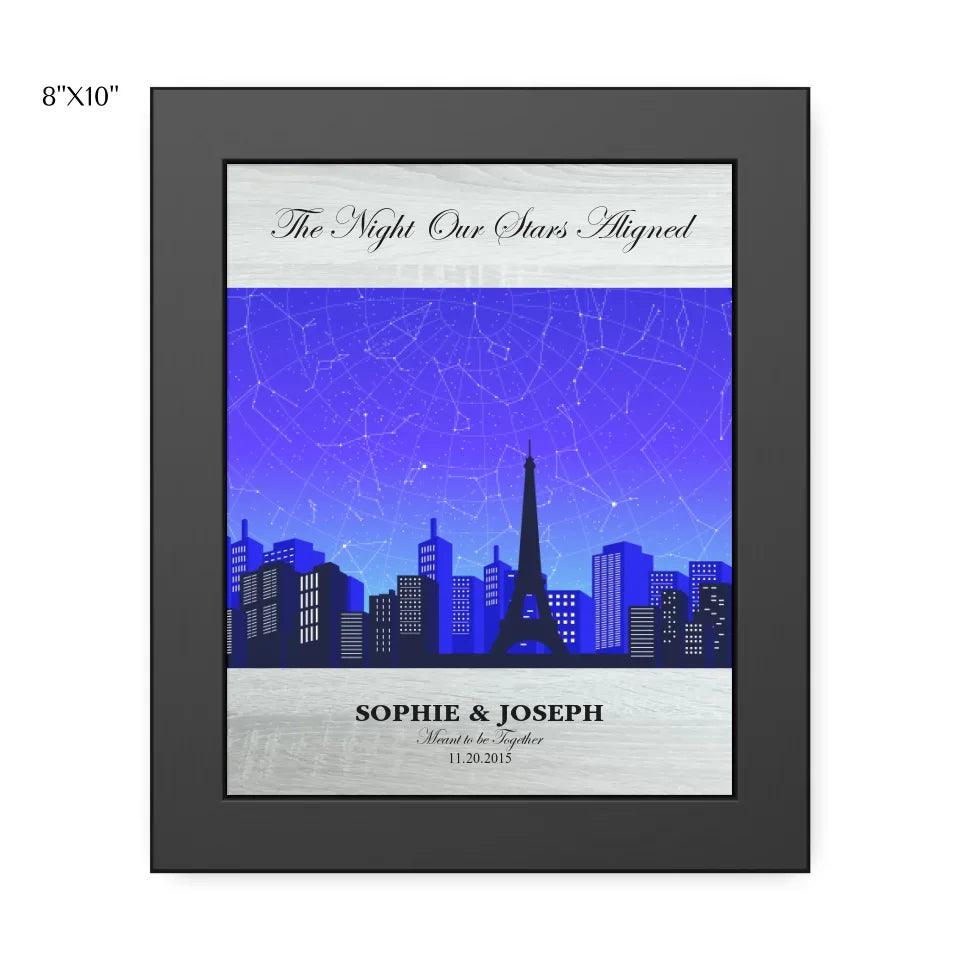 Custom Blue Paris Cityscape Star Map - ARTFULANE