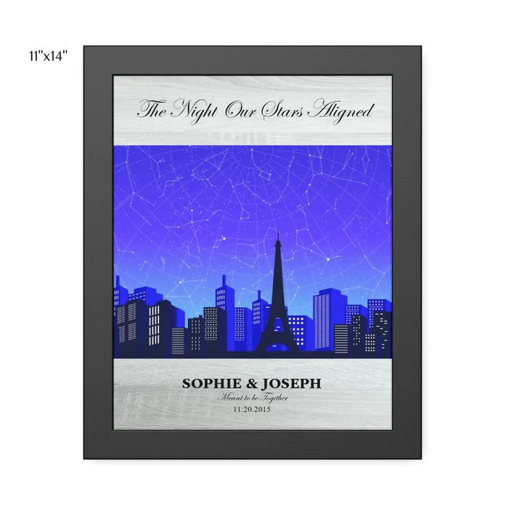 Custom Blue Paris Cityscape Star Map - ARTFULANE