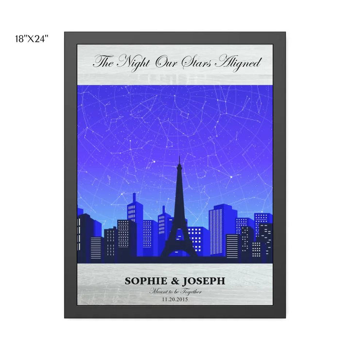 Custom Blue Paris Cityscape Star Map - ARTFULANE