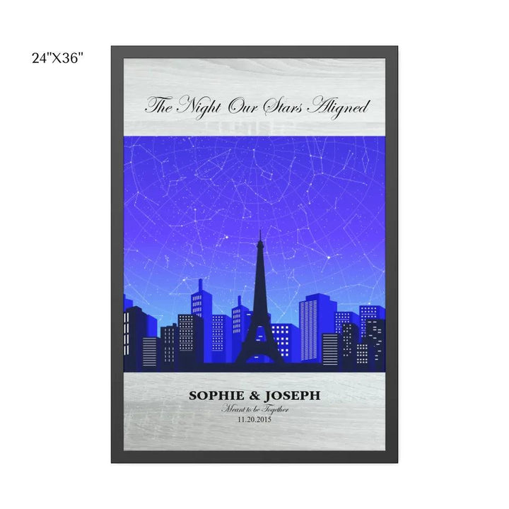 Custom Blue Paris Cityscape Star Map - ARTFULANE