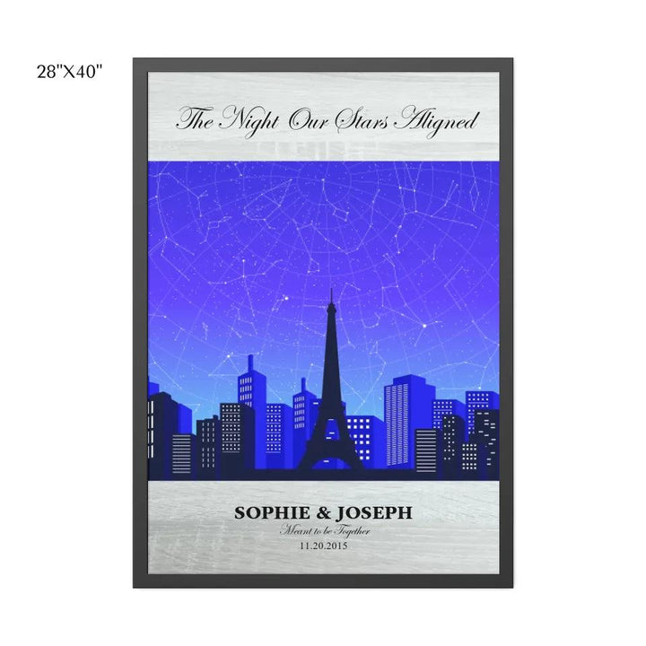 Custom Blue Paris Cityscape Star Map - ARTFULANE