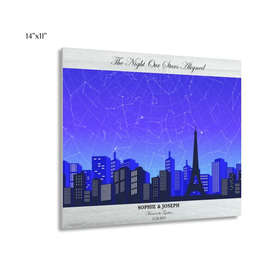 Custom Blue Paris Cityscape Star Map - ARTFULANE