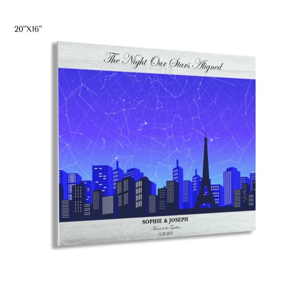 Custom Blue Paris Cityscape Star Map - ARTFULANE