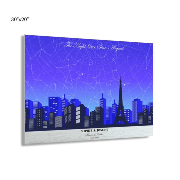 Custom Blue Paris Cityscape Star Map - ARTFULANE