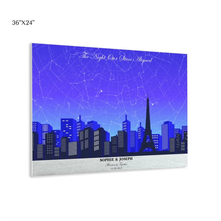 Custom Blue Paris Cityscape Star Map - ARTFULANE