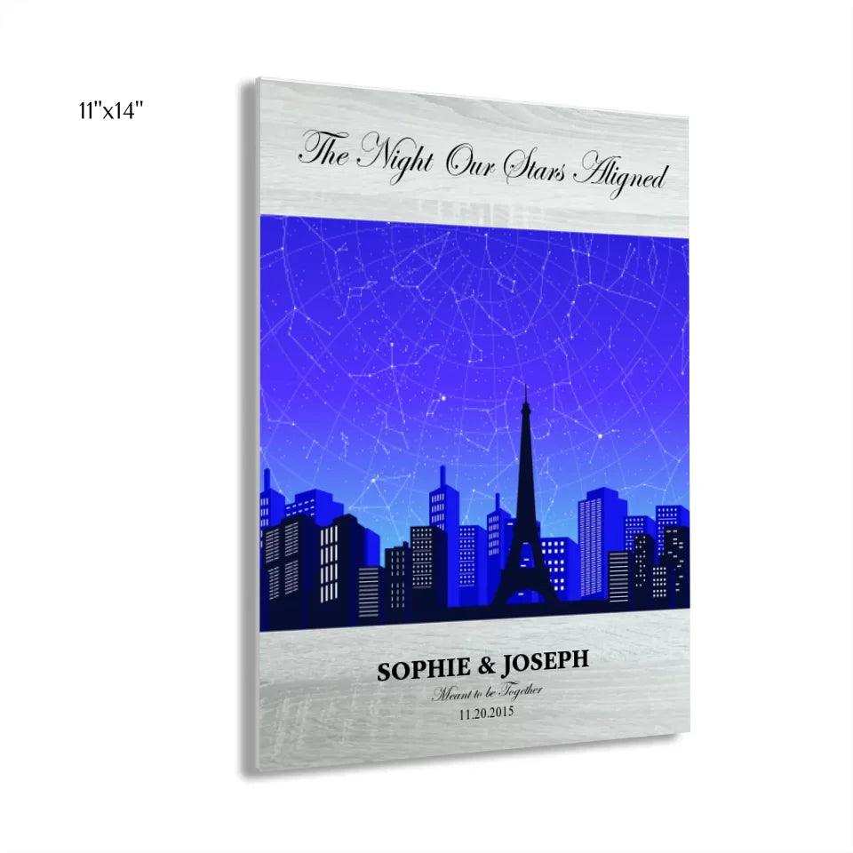 Custom Blue Paris Cityscape Star Map - ARTFULANE