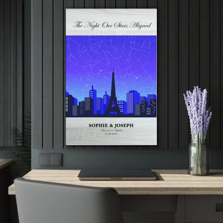 Custom Blue Paris Cityscape Star Map - ARTFULANE