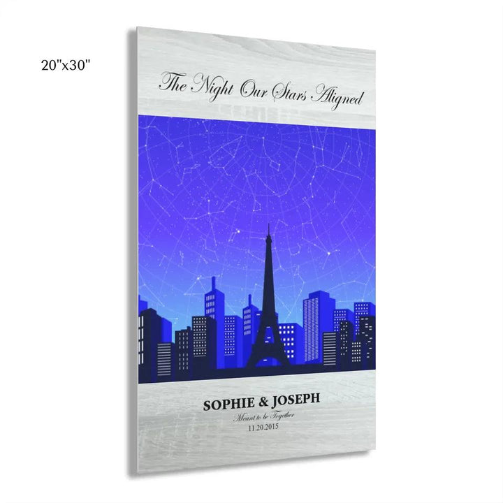 Custom Blue Paris Cityscape Star Map - ARTFULANE