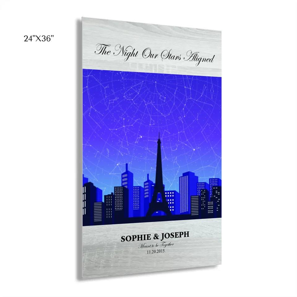 Custom Blue Paris Cityscape Star Map - ARTFULANE