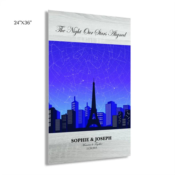 Custom Blue Paris Cityscape Star Map - ARTFULANE