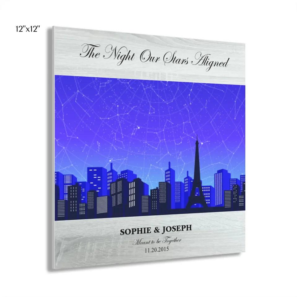 Custom Blue Paris Cityscape Star Map - ARTFULANE