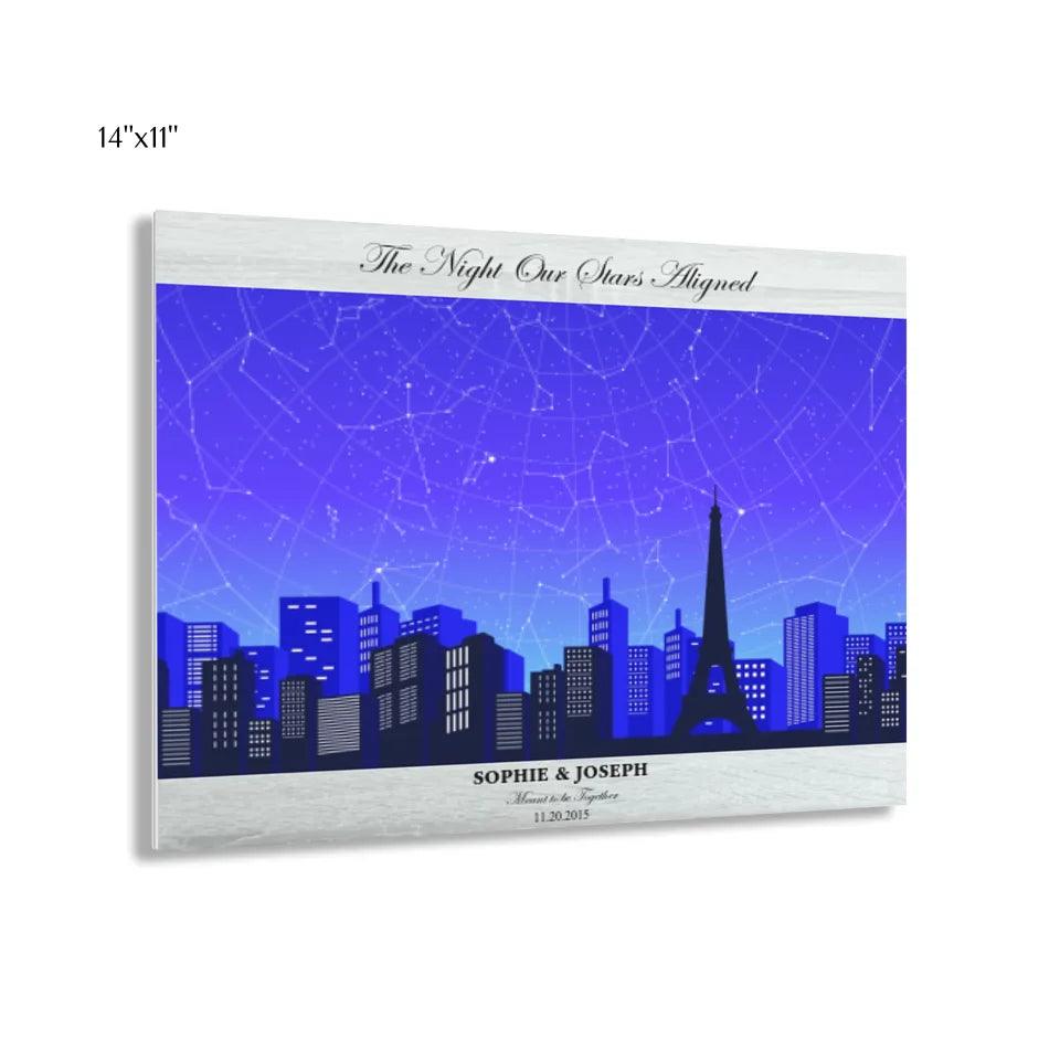 Custom Blue Paris Cityscape Star Map - ARTFULANE