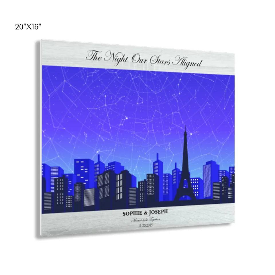 Custom Blue Paris Cityscape Star Map - ARTFULANE