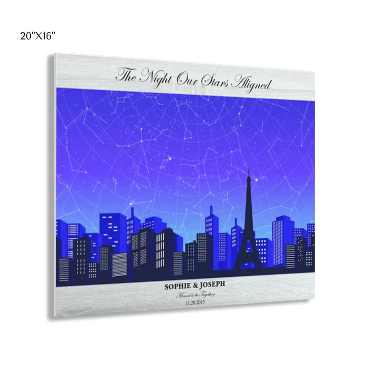 Custom Blue Paris Cityscape Star Map - ARTFULANE