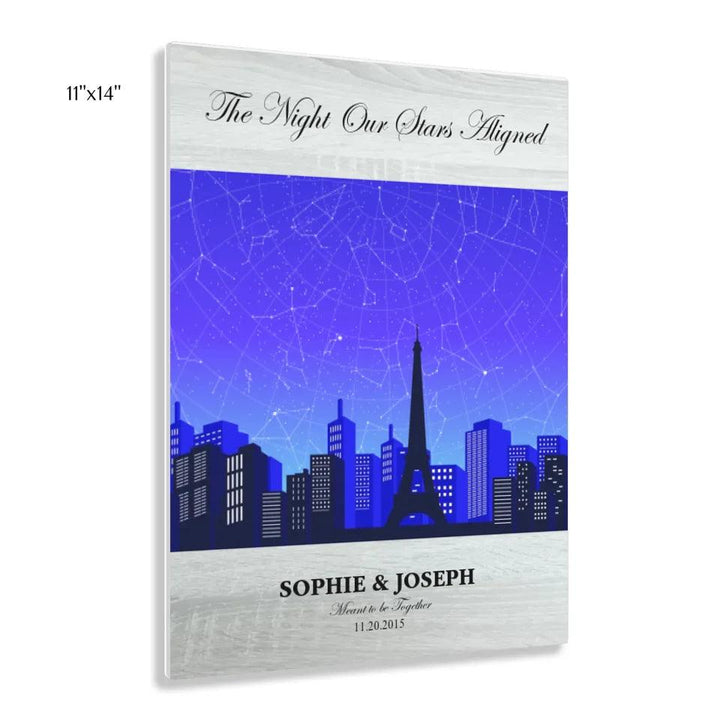 Custom Blue Paris Cityscape Star Map - ARTFULANE