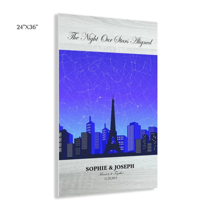 Custom Blue Paris Cityscape Star Map - ARTFULANE