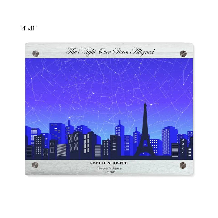 Custom Blue Paris Cityscape Star Map - ARTFULANE