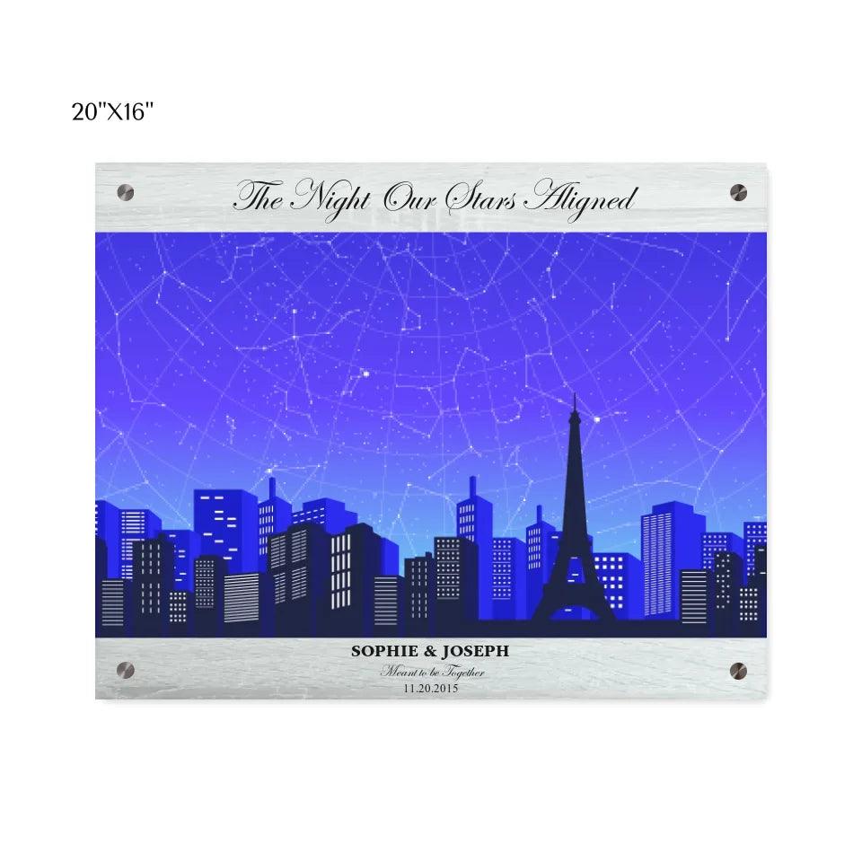 Custom Blue Paris Cityscape Star Map - ARTFULANE