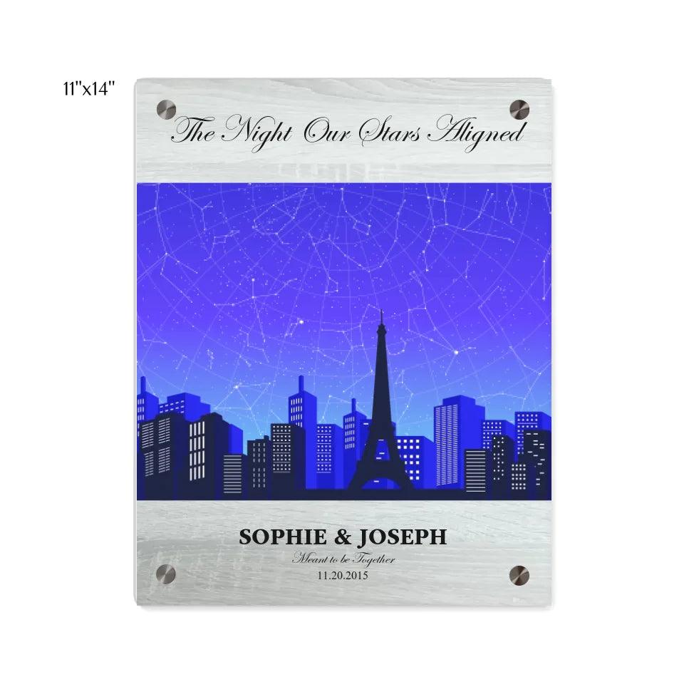 Custom Blue Paris Cityscape Star Map - ARTFULANE