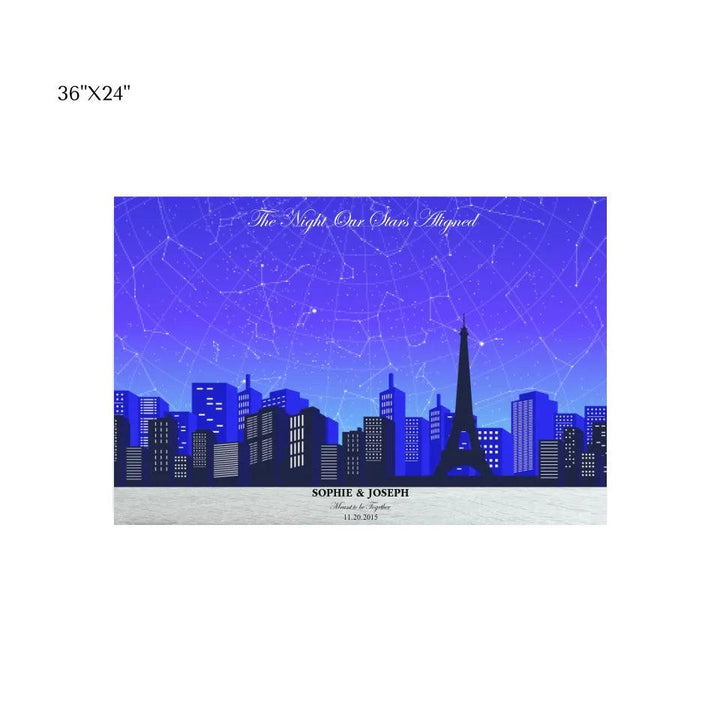 Custom Blue Paris Cityscape Star Map - ARTFULANE