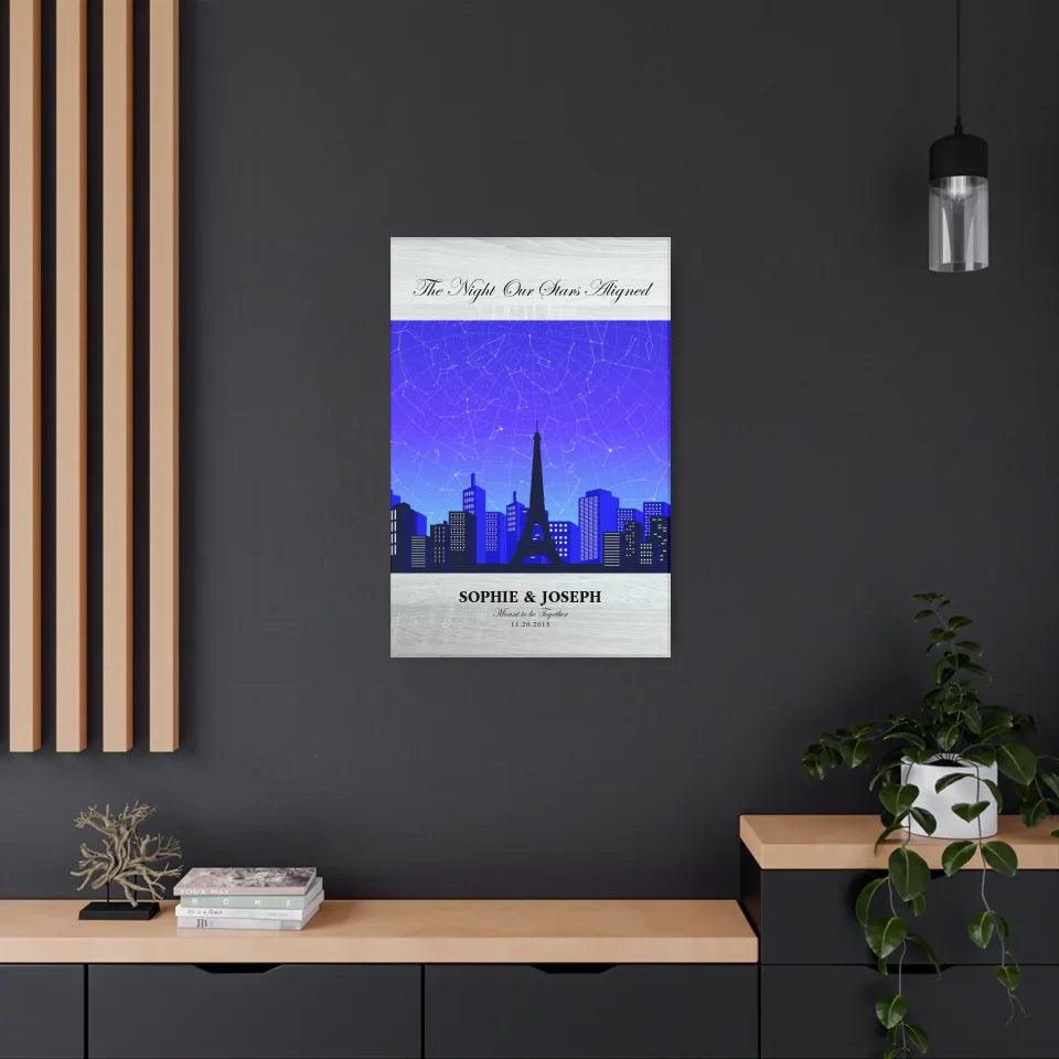 Custom Blue Paris Cityscape Star Map - ARTFULANE