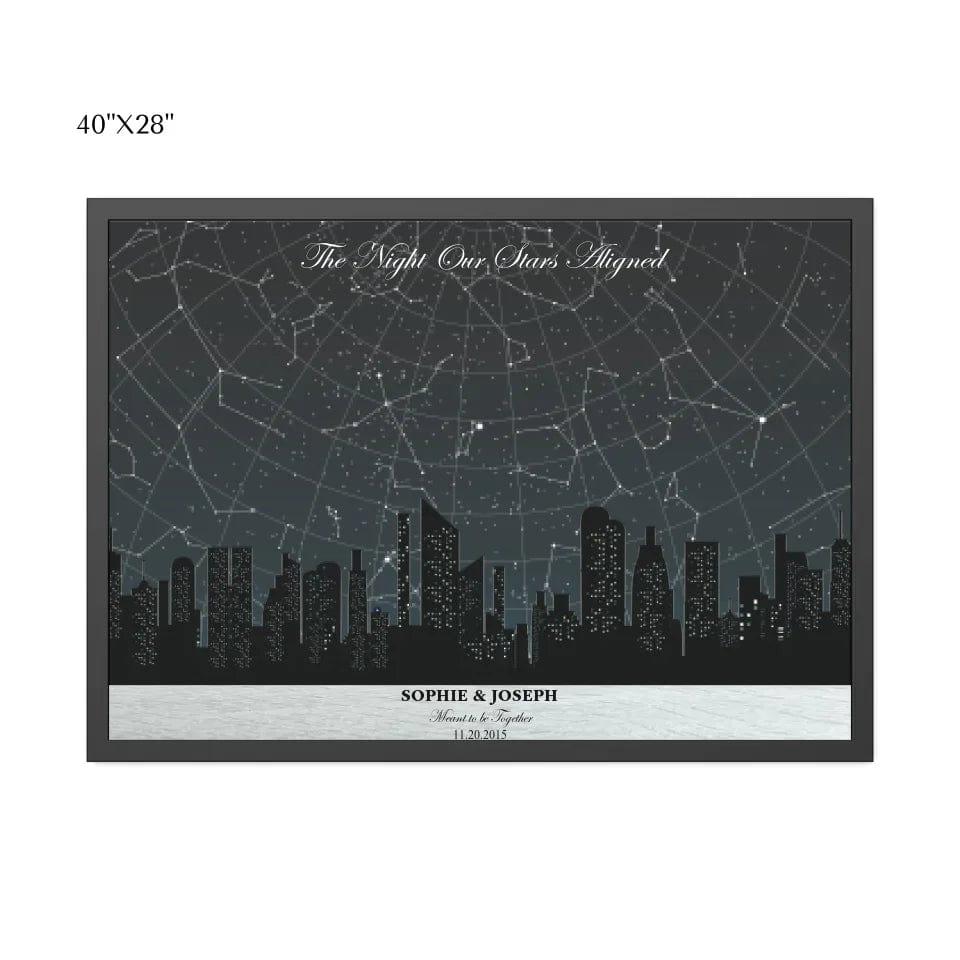 Custom Grey Cityscape Star Map - ARTFULANE