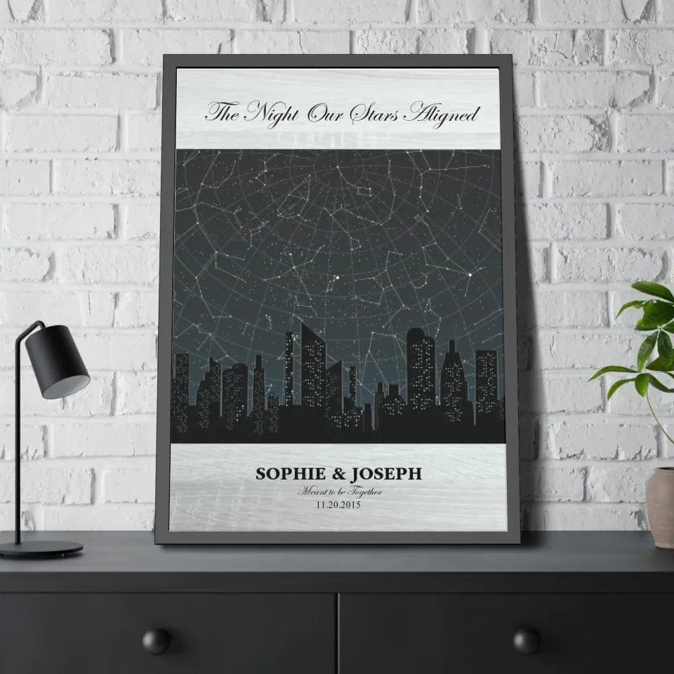 Custom Grey Cityscape Star Map - ARTFULANE