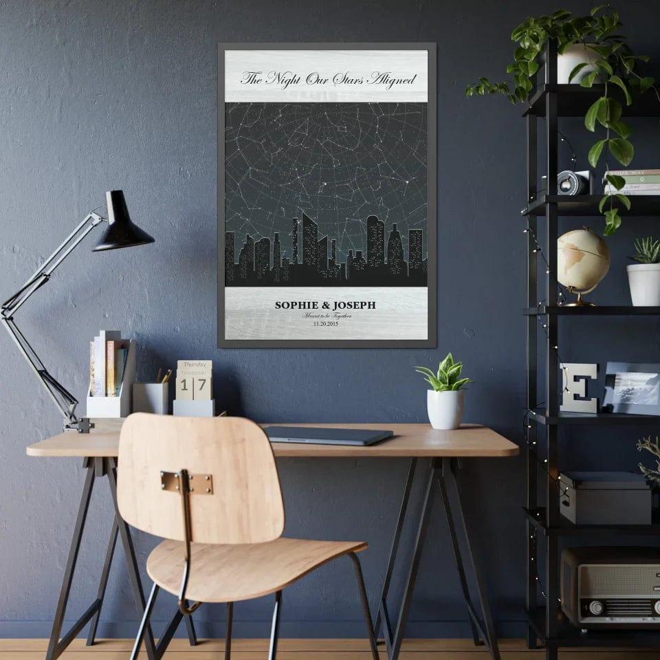 Custom Grey Cityscape Star Map - ARTFULANE