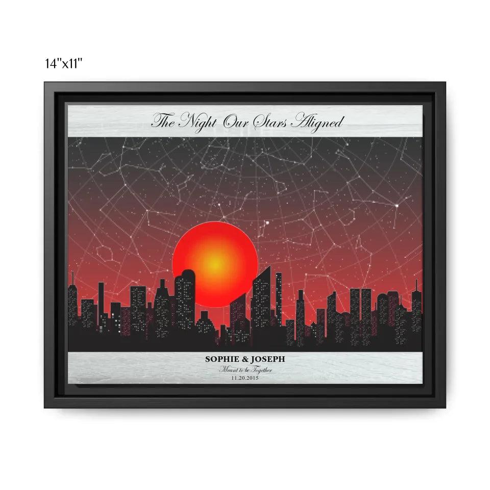 Custom Sunset Cityscape Star Map - ARTFULANE