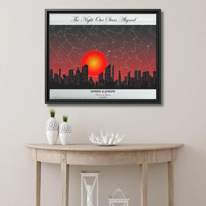 Custom Sunset Cityscape Star Map - ARTFULANE